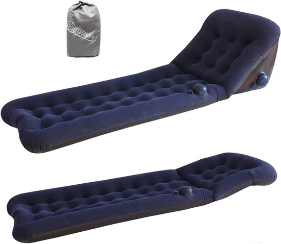 Zelfopblaasbare campingmat - Kampeermat luchtbed - Comfortabel slapen - Met rugleuning functie - 210 x 70 cm - Blauw