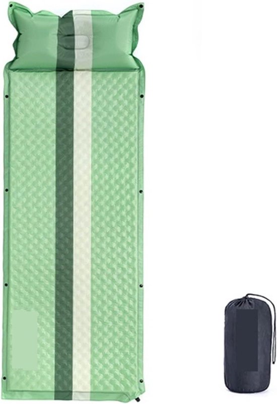 Zelfopblaasbare Campingmat - Slaapmat Kamperen - Buiten slapen - Ingebouwde voetpomp - 192x65x3cm - Groen