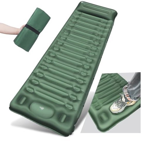 Zelfopblaasbare Campingmatras 14 cm Dik - Waterdicht en Duurzaam Luchtbed voor Buiten van Merkloos