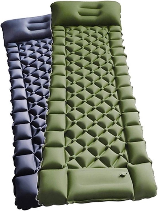 Zelfopblaasbare Slaapmat - Kampeer Mat Opblaasbaar - Outdoor Kamperen - Ingebouwde Voetpomp - 192x60x7cm - Groen