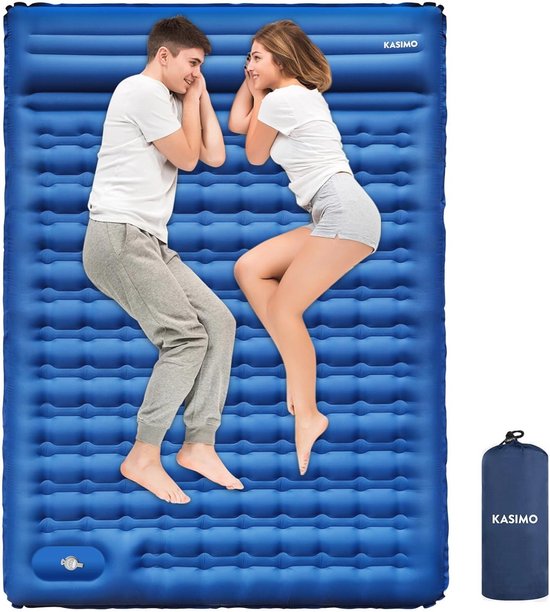Zelfopblazend Camping Luchtbed voor 2 Personen - 12 cm Dikke Isolatiemat met Voetpomp - Compact en Waterdicht van Campafox