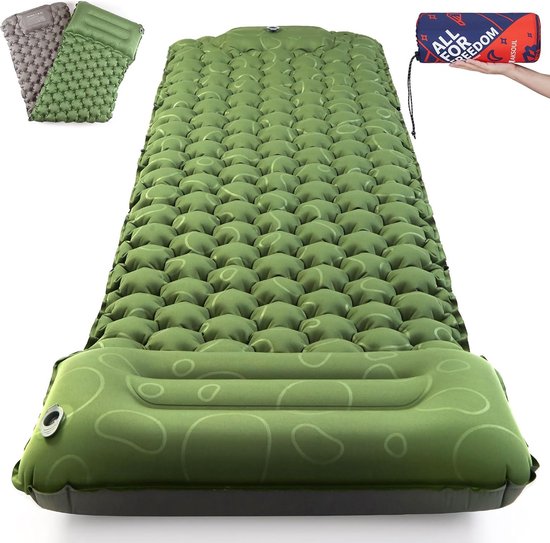 Zelfopblazend campingmat, 8-10 cm, verdikt, ultralicht, luchtmatras, opblaasbaar, dik, opvouwbaar, met kussen, hemelsblauw, marineblauw van Merkloos