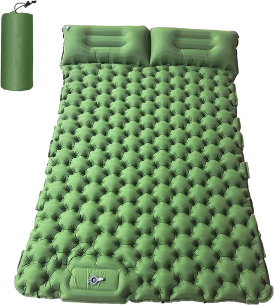 Zelfopblazend Dubbel Luchtmatras voor Camping - Ultralicht, Inclusief Voetpomp en Kussen - Ideaal voor Outdoor Activiteiten van Quechua