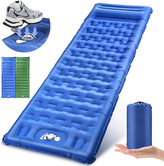 Zelfopblazend, ingebouwd kussen en opblaasbare pomp, 13 cm dik, comfortabel, draagbaar slaapmatje, zelfopblazend voor kamperen/reizen/avontuur luchtmatras van Merkloos