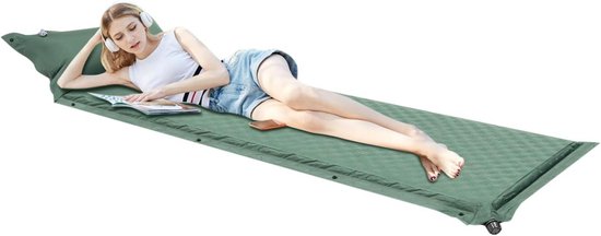 Zelfopblazend Kampeerbed - Slaapmat Luchtbed - Outdoor Kamperen Reizen - 5cm Dik Schuim - 192 x 66 cm - Groen