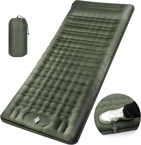 Zelfopblazend kampeermatras, draagbaar en compact, perfect voor buitenactiviteiten - donkergroen van Merkloos