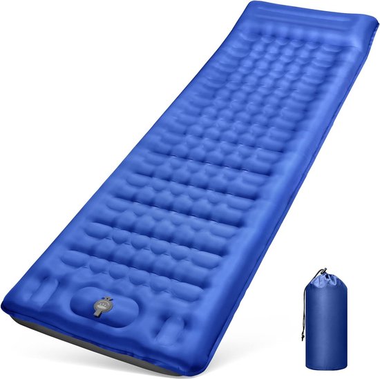 Zelfopblazend kampeerslaapmatras 10 cm verdikt opblaasbaar matras met voetperspomp en kussen, ultralicht waterdicht luchtbed buiten, anti-ripstop slaapmat voor wandelen en strand van Hikenture