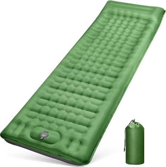 Zelfopblazend kampeerslaapmatras 10 cm verdikt opblaasbaar matras met voetperspomp en kussen, ultralicht waterdicht luchtbed buiten, anti-ripstop slaapmat voor wandelen en strand van Arestory