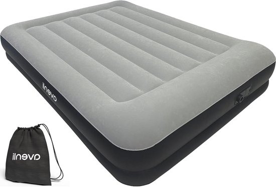 Zelfopblazend luchtbed 203 x 152 x 36 cm - Comfortabel logeer- en campingbed voor 2 personen met ingebouwde pomp