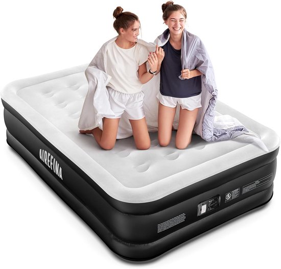 Zelfopblazend Luchtbed voor 2 Personen (190x137x46 cm) met Ingebouwde Pomp - Ideaal als Logeerbed of Campingmatras van Merkloos