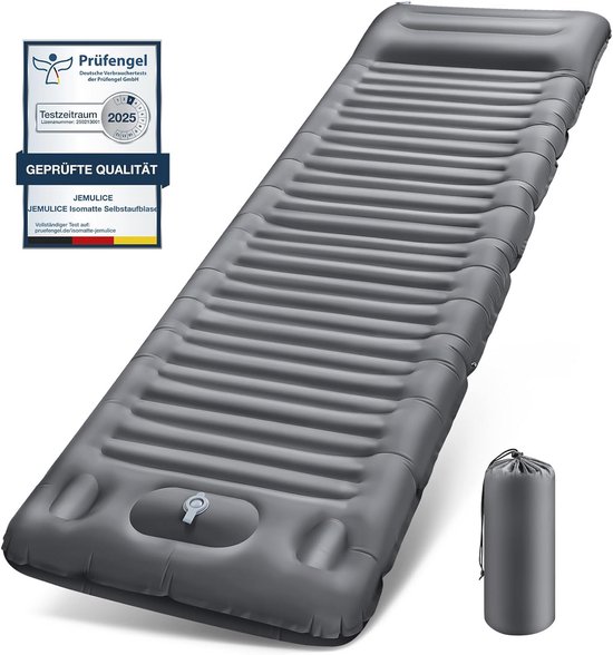Zelfopblazend Luchtmatras 12 cm - Campingmat met Voetperspomp en Kussen, Compact en Waterdicht van Merkloos