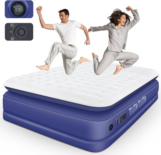 Zelfopblazend Luchtmatras voor 2 Personen met Geïntegreerde Pomp - Comfortabel en Duurzaam Opblaasbaar Bed 140 x 200 van Merkloos