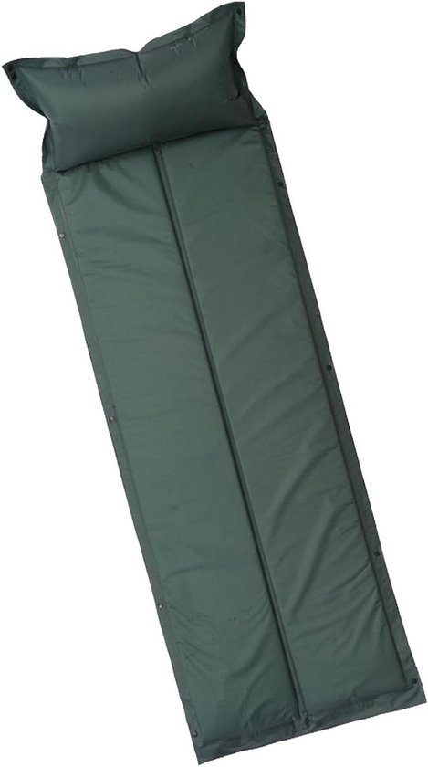 Zelfopblazend Matras - Slaapmat Campingmat - Buiten Overnachten - Ergonomisch Luchtkussen - 183 x 60 x 2.5 cm - Militair Groen