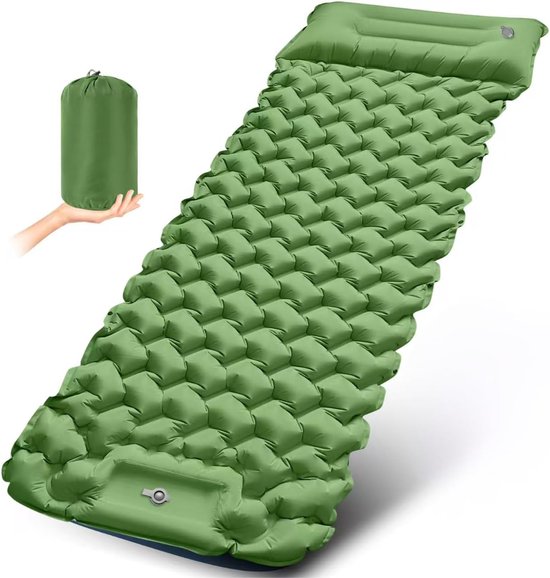 Zelfopblazend slaapmat 220 x 70 cm - Groen - Ergonomisch kussen - Ultralicht en draagbaar - ShopVlot