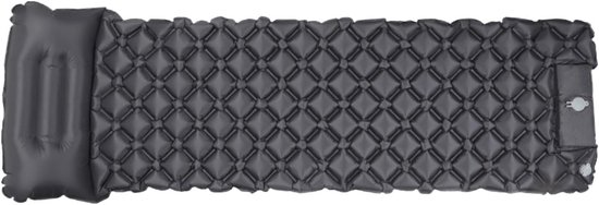 Zelfopblazend Slaapmatje - Kampeermat Kussen - Comfortabel Kamperen - Ingebouwde Voetpomp - Ultralicht 590g - Donkergrijs