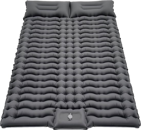 Zelfopblazend slaapmatje voor 2 personen, 10 cm slaapmatje voor 2 personen met geïntegreerd kussen, voetpomp, luchtmatras, zelfopblazend kampeermatras voor tent, ultralichte buitenmat. van FLOWZOOM