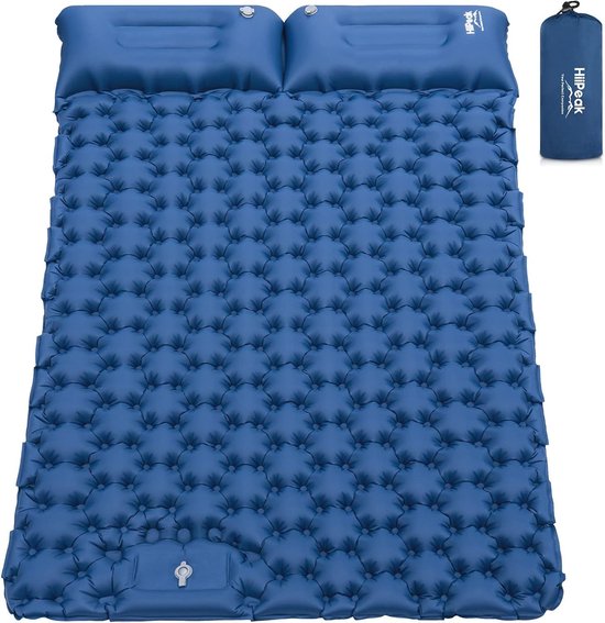 Zelfopblazend slaapmatras voor 2 personen 120 x 200 cm Luchtbed Camping Dubbele ISO Campingmat voor Tent Ultralicht met Kussen van Merkloos
