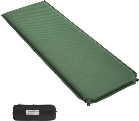 Zelfopblazende 8 cm dikke slaapmat voor rugzakreizen en wandelen - 192 x 63 x 8 cm - groen van Forclaz