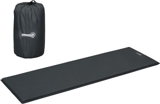 Zelfopblazende campingmat - Slaapmat luchtbed - Kamperen en reizen - 5 cm dik schuim - 200 x 65 cm - Grijs
