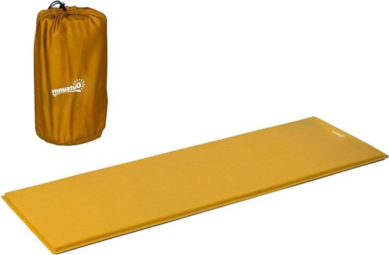 Zelfopblazende Campingmat - Slaapmat Luchtbed - Kamperen Wandelen - 5cm Dik Comfort - 200 x 65 cm - Kaki van Merkloos