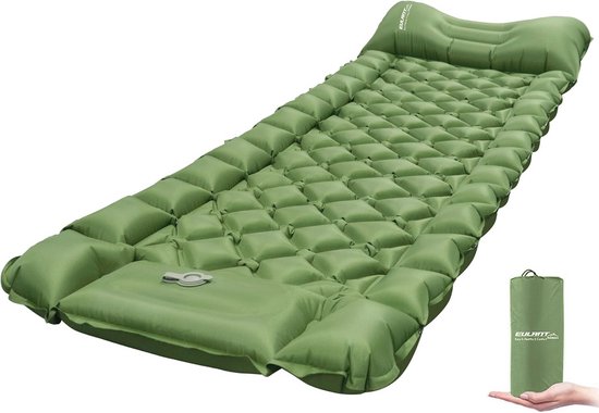 Zelfopblazende campingmat - Ultralichte slaapmatras voor kamperen en backpacken - Compact en met ingebouwde voetpomp - Groen van Quechua
