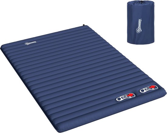 Zelfopblazende Campingmatras voor 2 Personen - Opvouwbaar en Comfortabel, Marineblauw van Merkloos