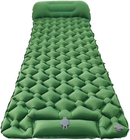 Zelfopblazende Isomat - Kampeer Matras - Outdoor Kamperen - Ingebouwde Voetpomp - 190 x 60 cm - Groen
