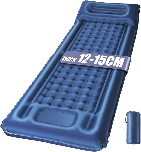 Zelfopblazende Kampeermat met Ingebouwde Pomp | Ultralichte 12CM Dikke Slaapmat | Waterdichte en Koppelbare Luchtmatras voor Backpacken en Kamperen van Sleepinfinity