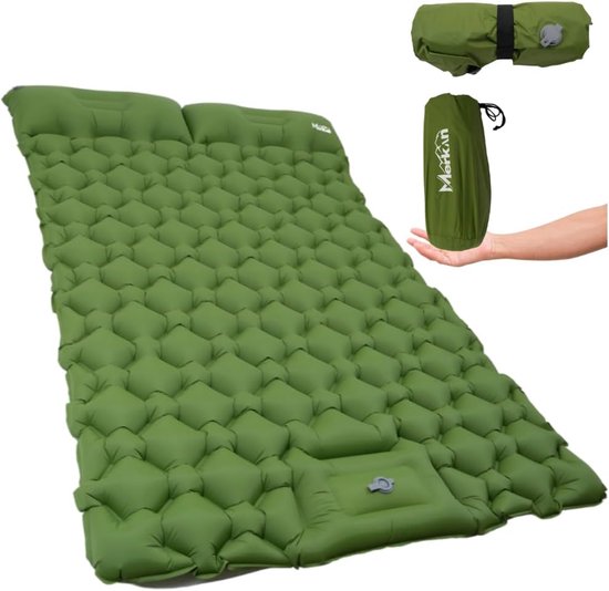 Zelfopblazende Kampeermatras Tweepersoons 190x120cm met Voetpomp - Ultralicht Slaapmat voor Tent en Reizen