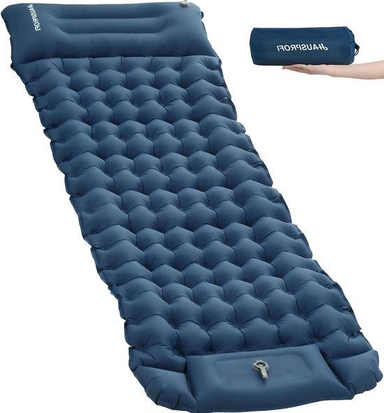 Zelfopblazende slaapmat 10 cm donkerblauw voor camping - extra comfort van Quechua