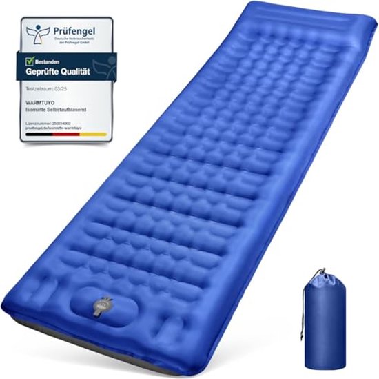 Zelfopblazende Slaapmat 12 cm Dik - Luchtbed met Ingebouwde Voetpomp en Kussen - Waterdicht en Compact voor Kamperen en Wandelen van Zenacamp
