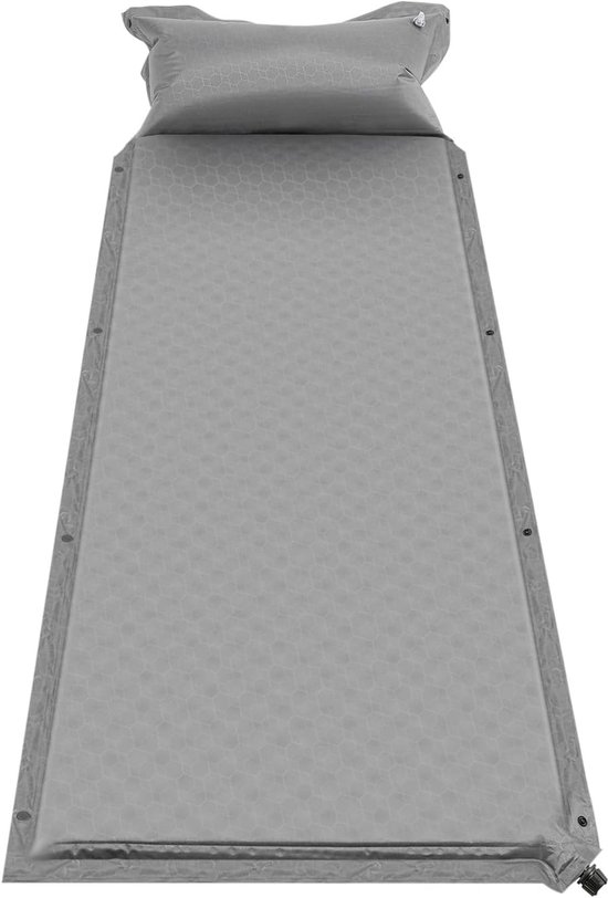 Zelfopblazende slaapmat, 5 cm, luchtmatras, zelfopblazend, 192 x 66 cm, campingmatras met opbergtas, geschikt voor yoga, picknick, camping, op het strand en andere gelegenheden, grijs