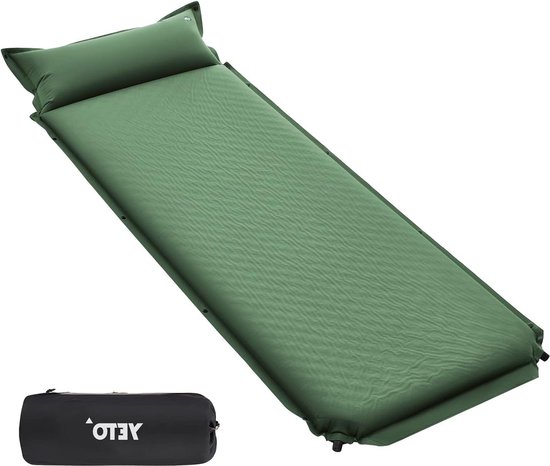 Zelfopblazende slaapmat 8 cm dik met kussen verbinden outdoor indoor rugzakreizen zwart. van Unipride