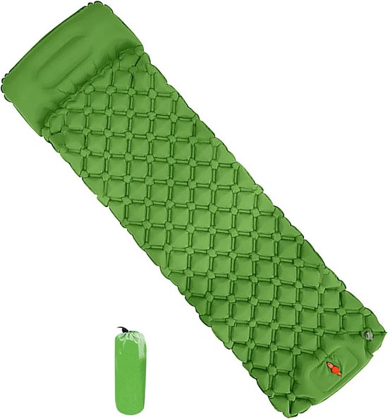 Zelfopblazende Slaapmat - Camping Luchtmatras - Buiten Ontspannen - Geïntegreerde Voetpomp - Compact Opvouwbaar - Groen