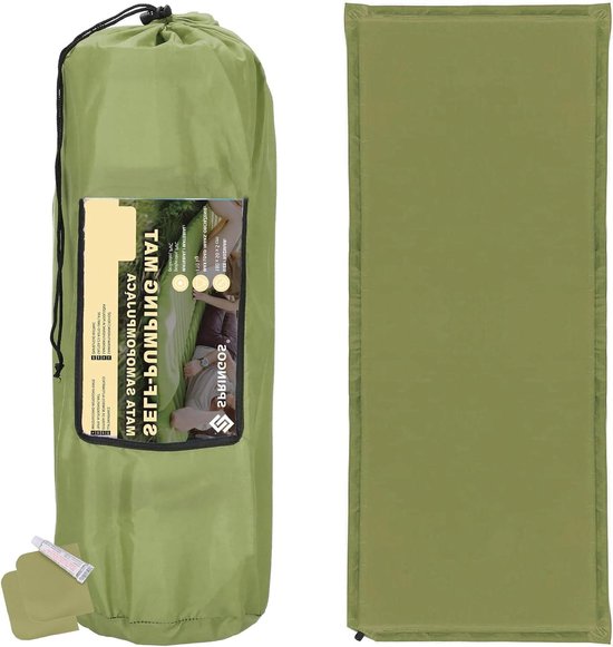 Zelfopblazende Slaapmat - Campingmat Kampeerslaapmat - Comfortabel Kamperen - 5cm Dikke Vulling - 50 x 180 cm - Groen van Merkloos