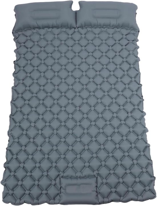 Zelfopblazende Slaapmat - Campingmatras Dubbel - Kamperen en Hiken - Snelle Zelfinflatie - 190 x 123 x 5 cm - Grijs