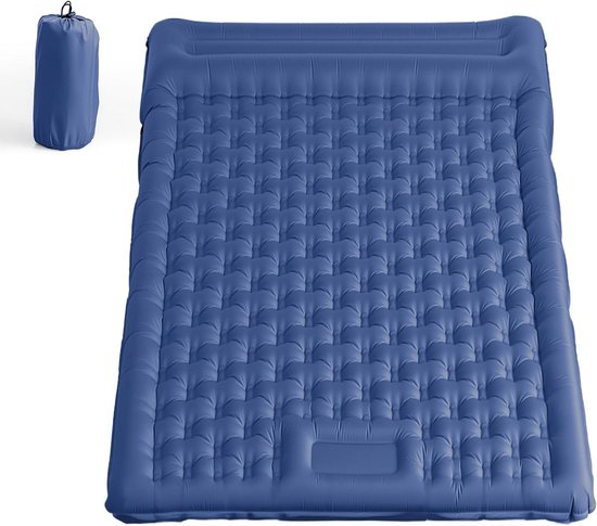 Zelfopblazende Slaapmat - Campingmatras Opblaasbaar - Kamperen Buiten - 12cm Dik Ergonomisch - 196 x 135 cm - Marineblauw