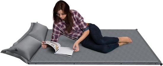 Zelfopblazende Slaapmat - Kampeer Mat - Comfortabel Kamperen - Automatisch Opblaasbaar - 190 x 132 cm - Grijs