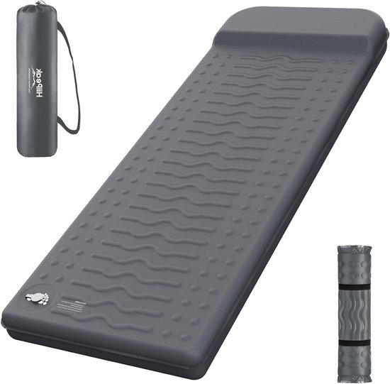 Zelfopblazende Slaapmat - Kampeer Mat - Comfortabel Slapen - Extra Breed - 195 cm - Grijs