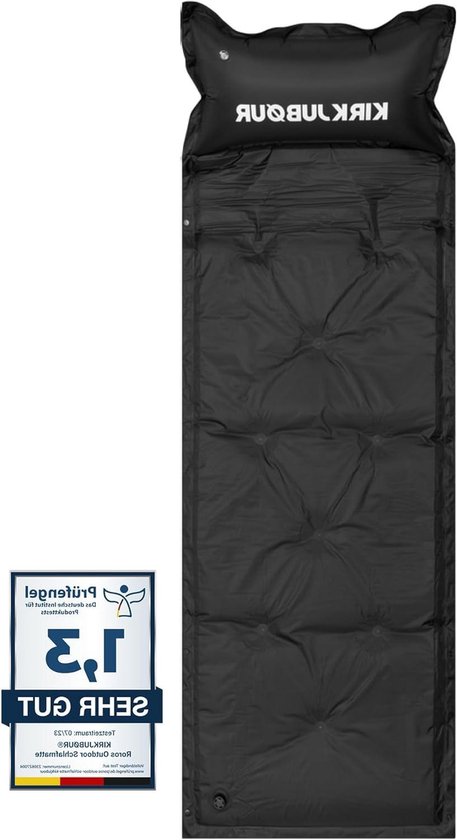Zelfopblazende Slaapmat - Kampeer Mat Hoofdkussen - Outdoor Kamperen - Geïntegreerd Hoofdkussen - 175 x 60 x 3 cm - Zwart van Merkloos