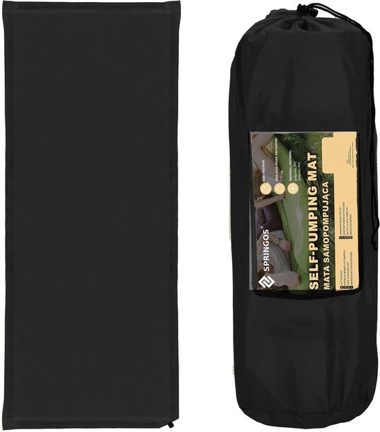 Zelfopblazende Slaapmat - Kampeer Mat - Kamperen en Hiken - Inclusief Draagtas - 180 cm Lengte - Zwart