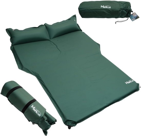 Zelfopblazende slaapmat - Kampeer matras - Outdoor slapen - Ingebouwd kussen - 5 cm dik - Groen
