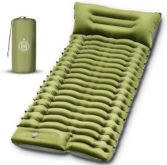 Zelfopblazende Slaapmat - Kampeer Matras Slaapmatje - Comfortabel Kamperen - Ingebouwde Voetpomp Kussen - 196 x 70 x 10 cm van Merkloos