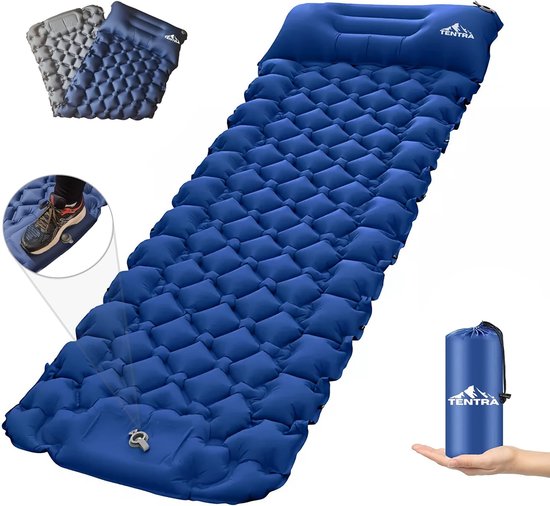 Zelfopblazende Slaapmat - Kampeerbed Matras - Buiten Kamperen - Extra Dikke Isolatie - 198 x 68 cm - Blauw Grijs