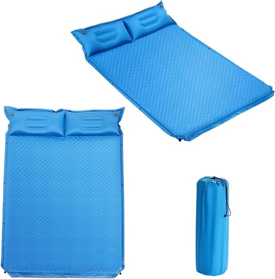 Zelfopblazende Slaapmat - Kampeerluchtbed Slaapmat - Kamperen en Reizen - Waterdicht en Duurzaam - 190 x 130 cm - Blauw
