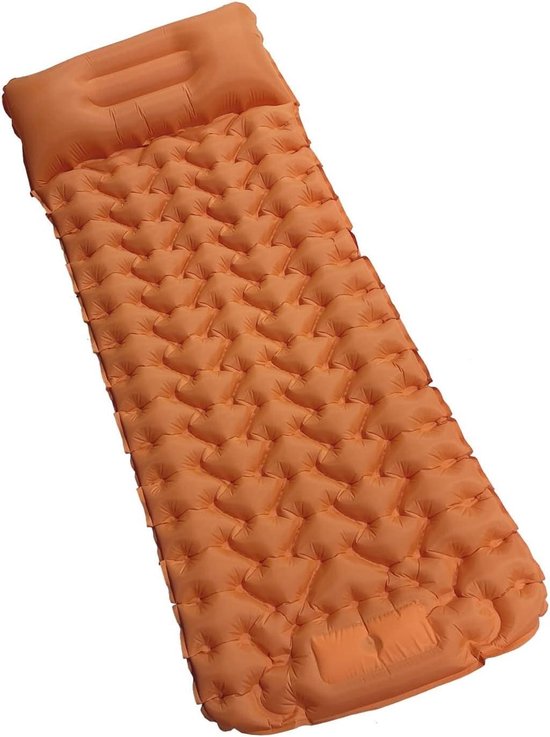 Zelfopblazende Slaapmat - Kampeermat Kussen - Outdoor Slapen - Creëer Tweepersoonsbed - 200 kg Draagkracht - Oranje