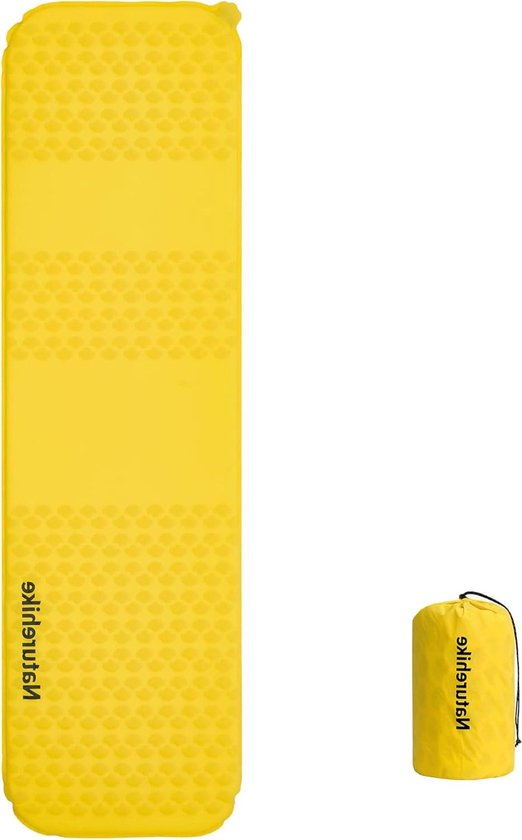 Zelfopblazende Slaapmat - Luchtbed Campingmat - Kamperen en Hiken - ISPO Bekroond Lichtgewicht - 183 x 53 cm - Geel van Merkloos