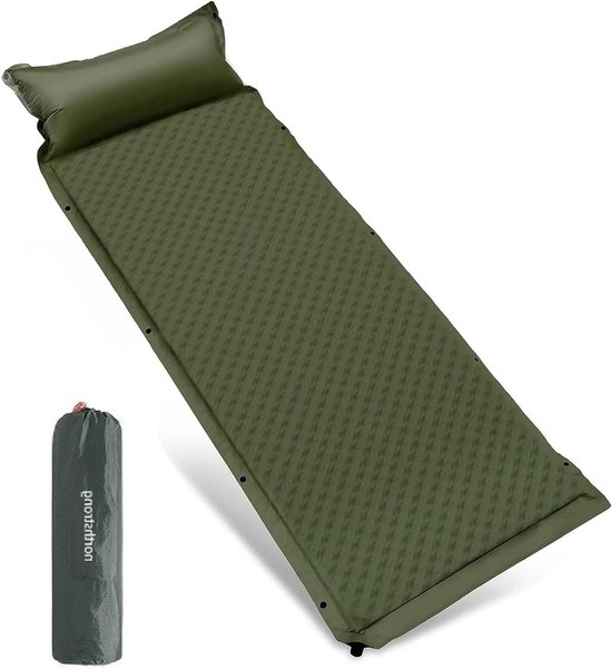 Zelfopblazende Slaapmat - Luchtbed Campingmat - Outdoor Overnachten - Automatisch Opblaasbaar - 200x65x5 cm - Donker Groen