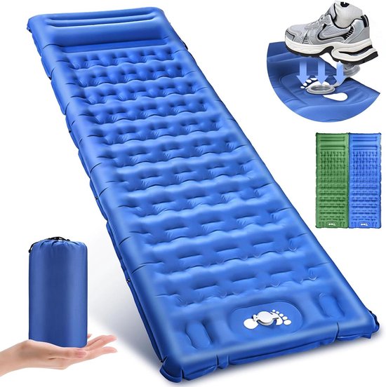 Zelfopblazende Slaapmat - Luchtbed Kamperen - Comfortabel Slapen - Met Ingebouwde Pomp - 13 Cm Dik - Blauw