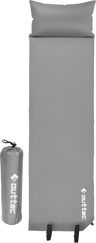 Zelfopblazende slaapmat - Luchtbed met kussen - Outdoor kamperen - Ultralicht waterdicht - 186 x 53 cm - Grijs